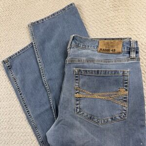 RANK 45 Men's Jeans 36x32L Distressed Cowboy work wear western Light wash